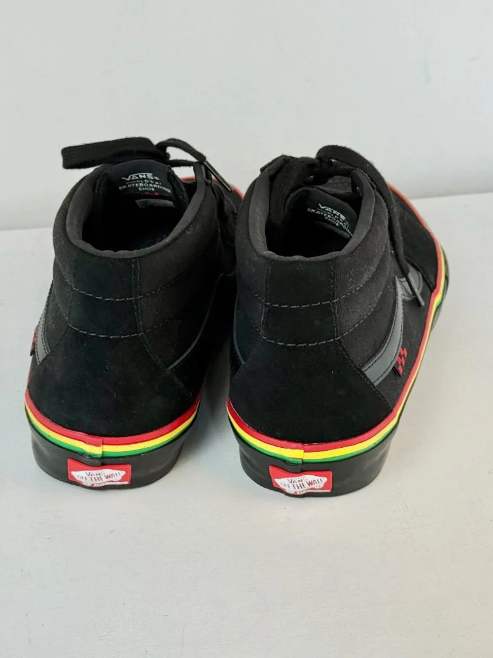 Men's 13 - VANS Skate Grosso Mid-Rasta Black Suede/Canvas Sneaker -721454 - Picture 6 of 9